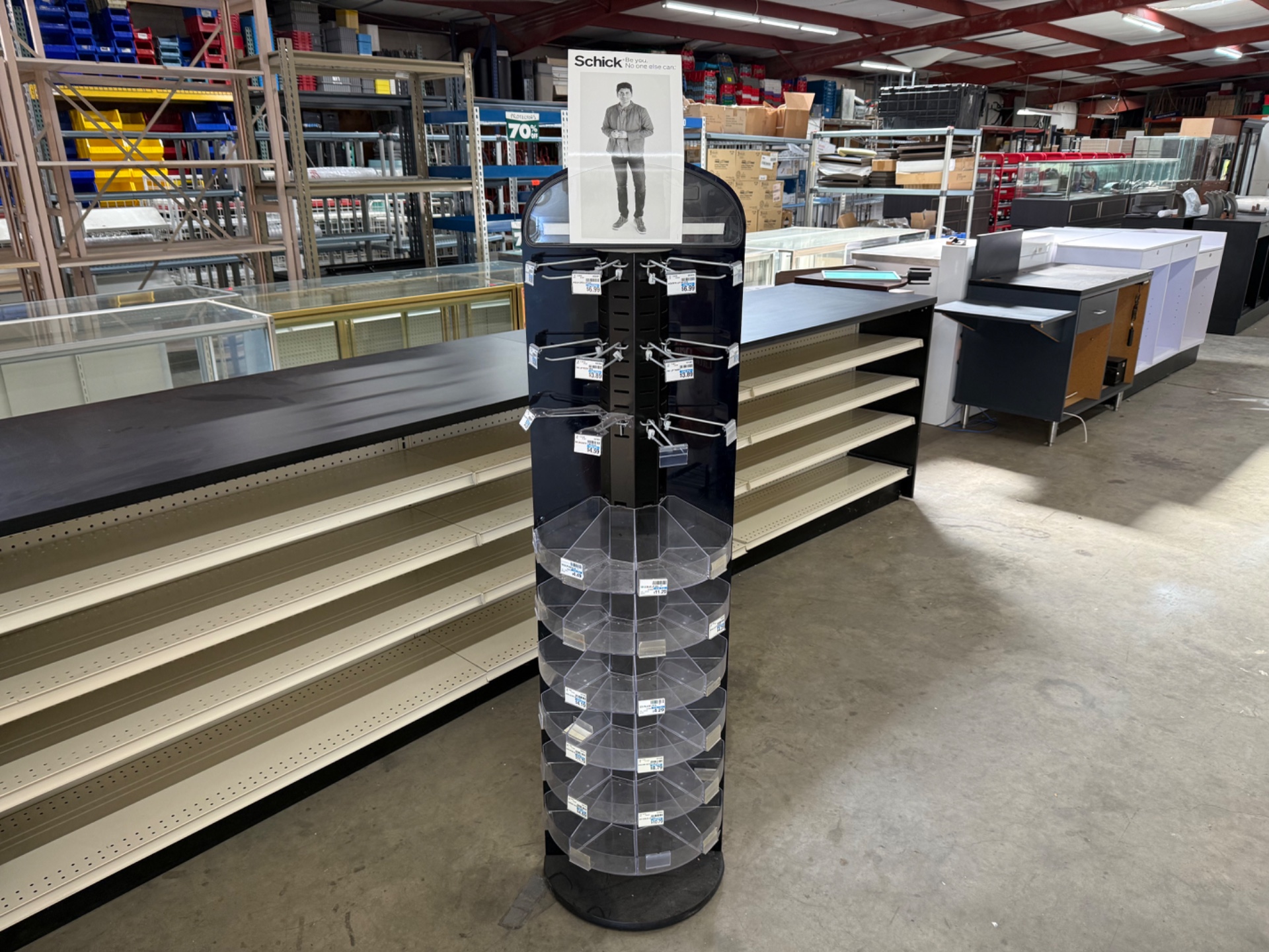 Used Black Plastic Pegs/Trays Display