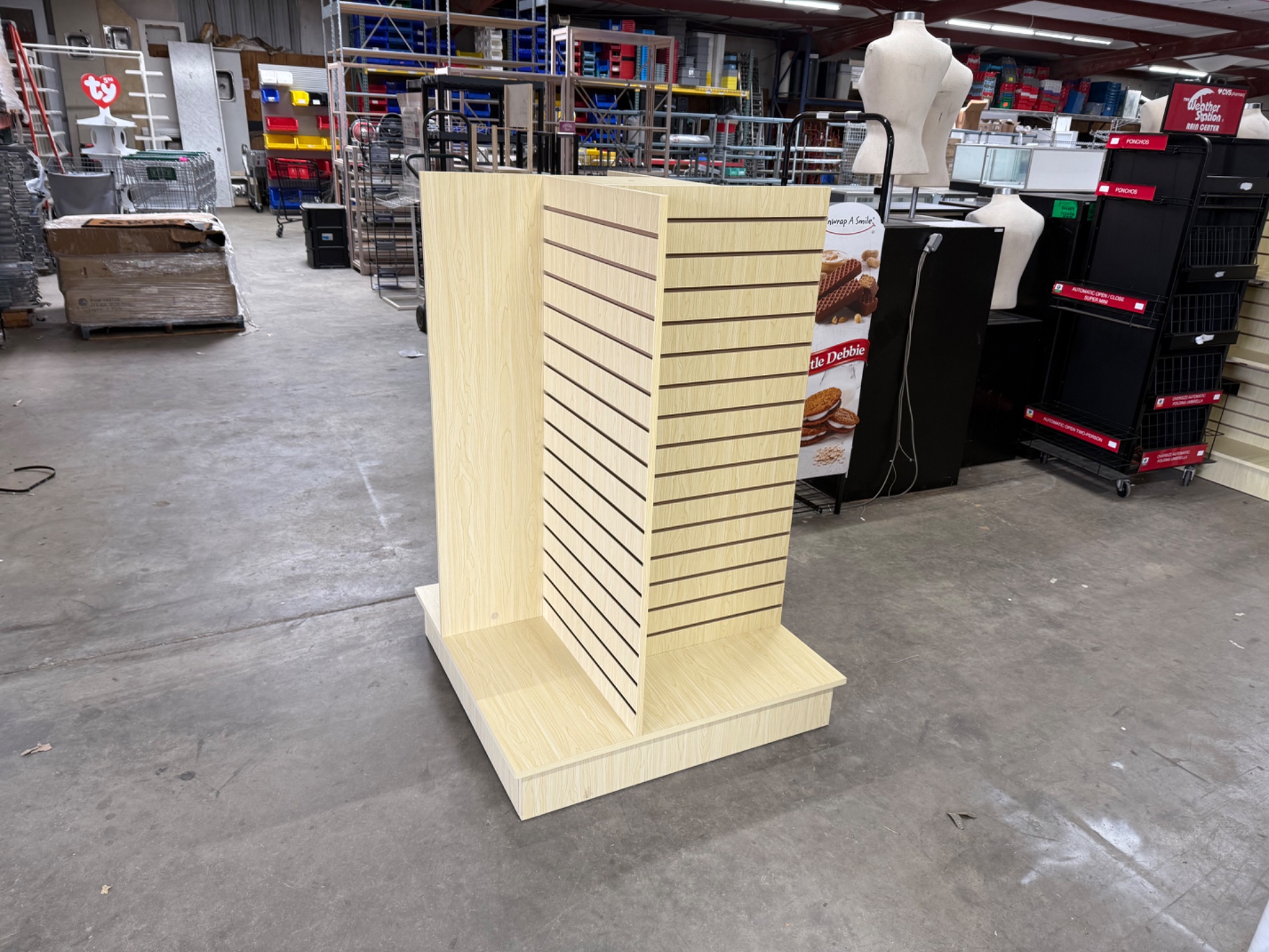 Maple Slatwall 4 Way Display Unit
