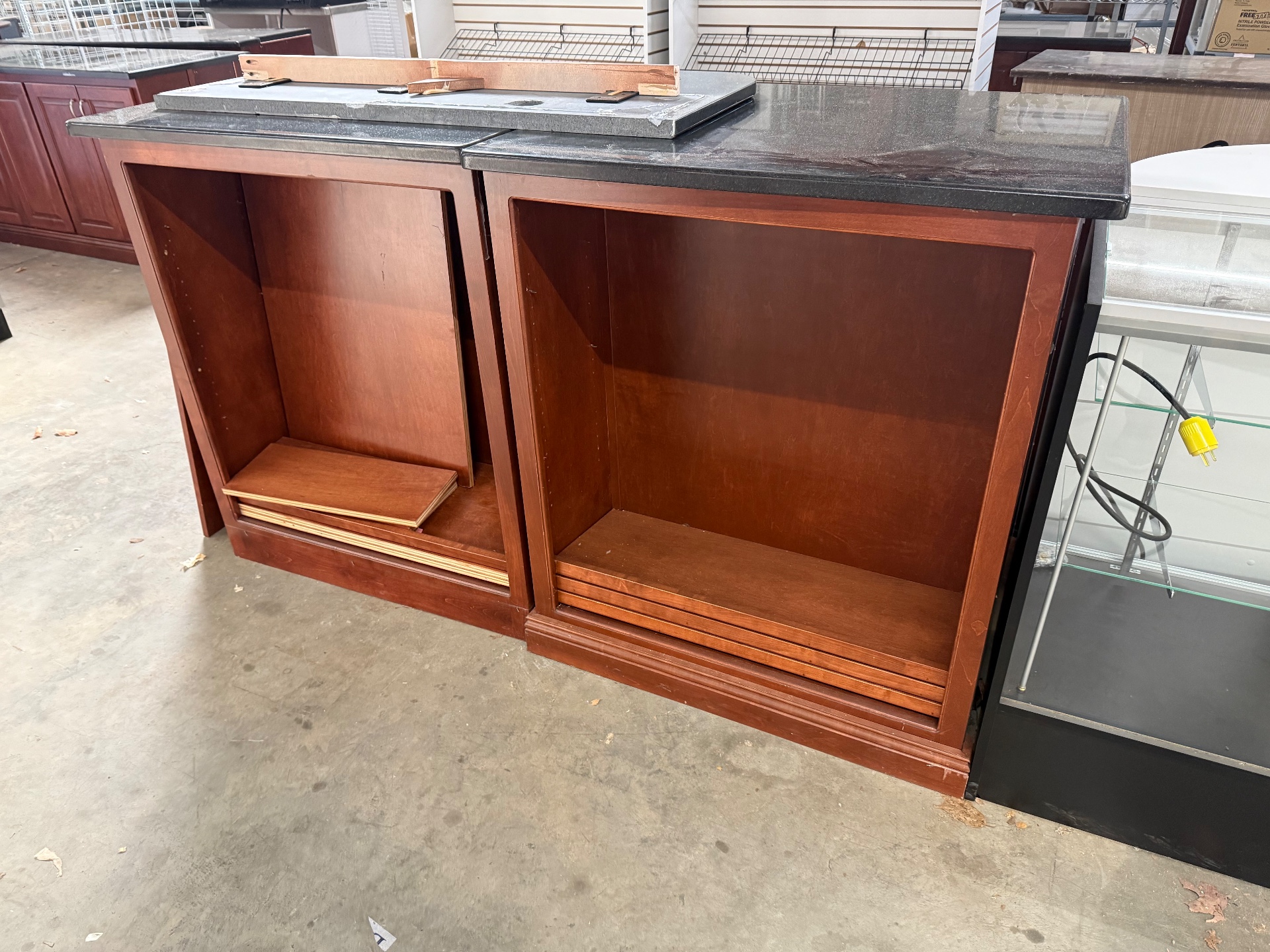 Used Granite Top Double Sided Shelf Units