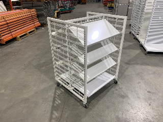 Used Rolling White Grid Shelf Units