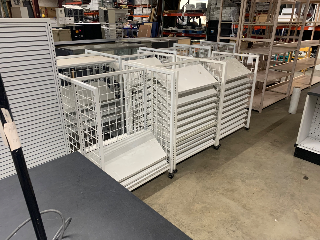 Used Rolling White Grid Shelf Units