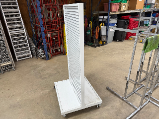 Used Rolling White Slatwall Panel Display